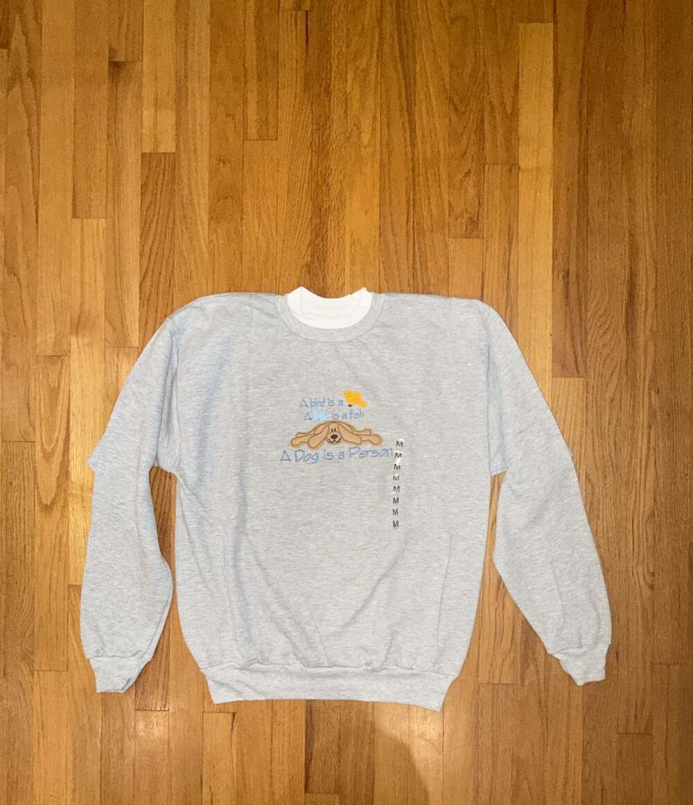 Vintage Dog Sweatshirt Sz M Grandma Embroidered Cottagecore 90s